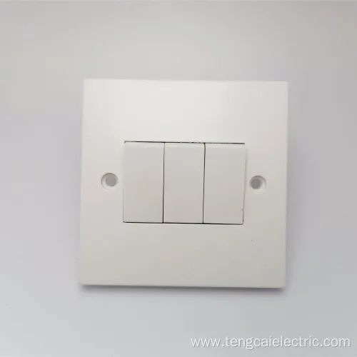 UK Electrical Wall Light Switch Socket 3 Gang